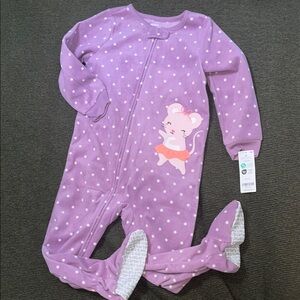 Carter's Purple and White Footies with Ballerina Design
